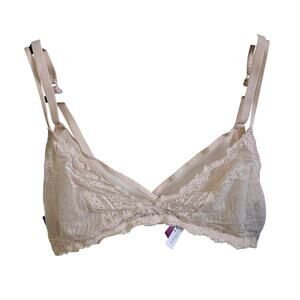 Adore Me Women's Size XL Lace Triangle Bralette Bra Beige Tan Sleepwear Unpadded